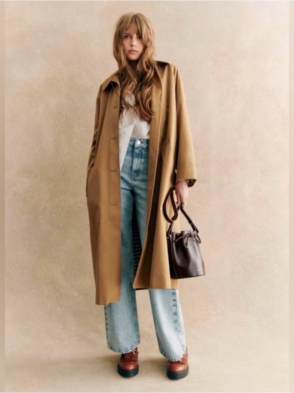Sezane Clyde coat camel size 42 (XL)